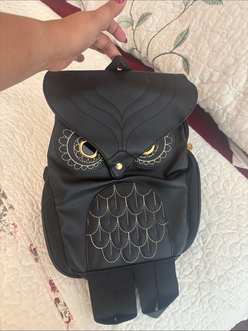 Black Owl-Accent Women's Backpack